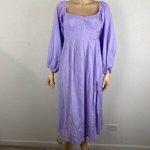 Hello Molly Lilac Purple Want To Dance  Women's Size XL Midi Dress Pleat Bust
